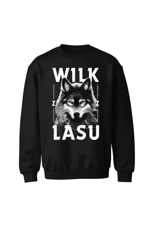 Bluza bez kaptura Wilk z lasu - czarna