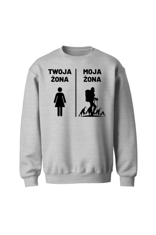 Bluza bez kaptura Twoja żona Moja żona - szara