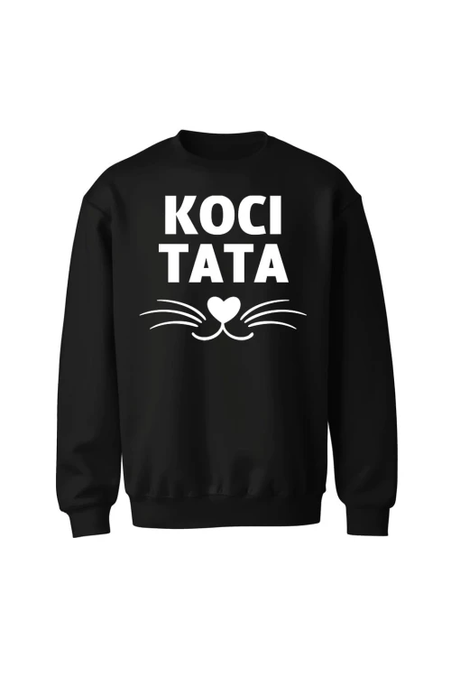 Bluza bez kaptura Koci tata - czarna
