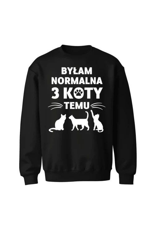 Bluza bez kaptura Byłam normalna 3 koty temu - czarna