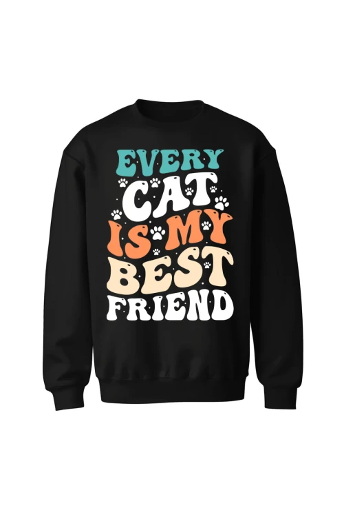 Bluza bez kaptura Every Cat is My Best Friend - czarna