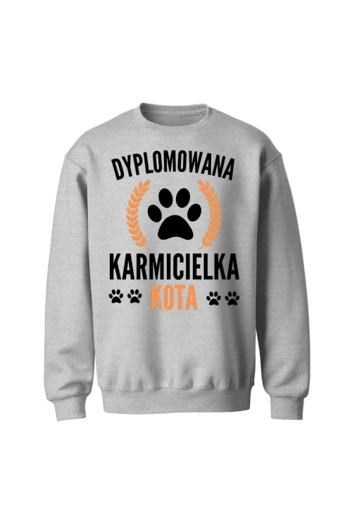 Bluza bez kaptura Dyplomowana Karmicielka Kota - szara
