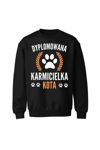 Bluza bez kaptura Dyplomowana Karmicielka Kota - czarna