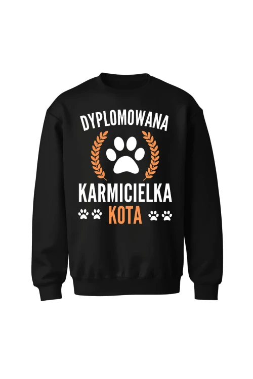 Bluza bez kaptura Dyplomowana Karmicielka Kota - czarna