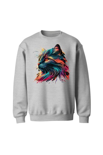 Bluza bez kaptura Majestatyczny kot - szara