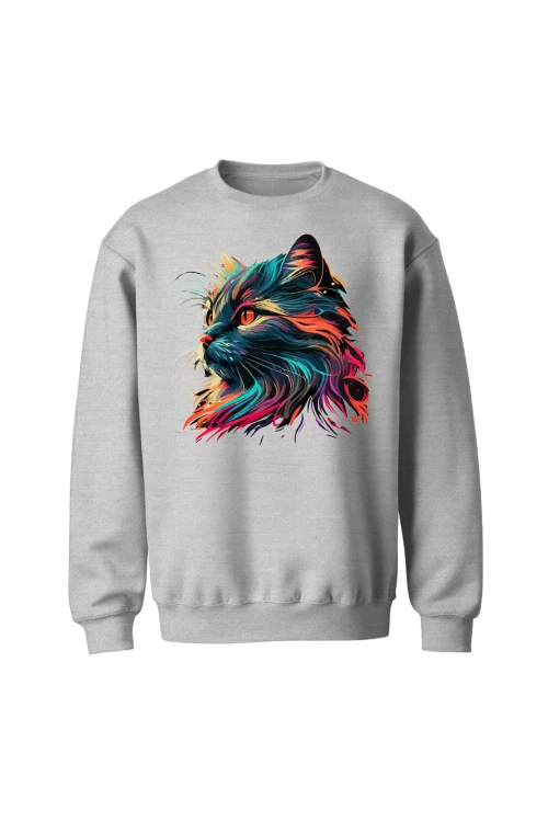 Bluza bez kaptura Majestatyczny kot - szara