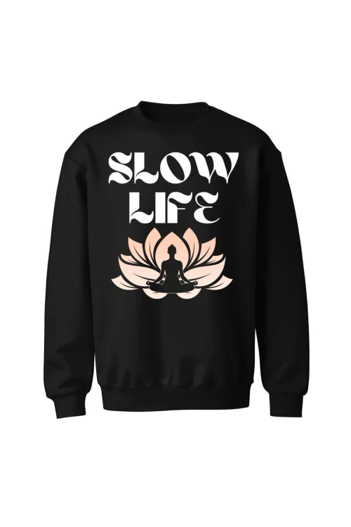 Bluza bez kaptura Slow life - czarna