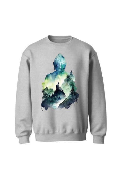 Bluza bez kaptura Buddyzm Medytacja - szara