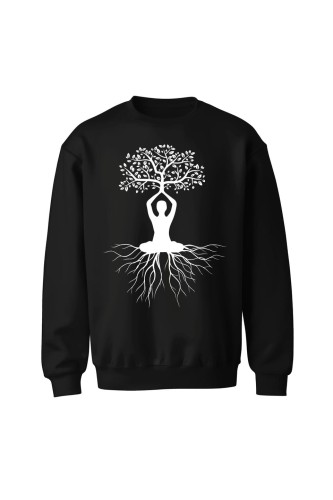 Bluza bez kaptura Joga Drzewo - czarna