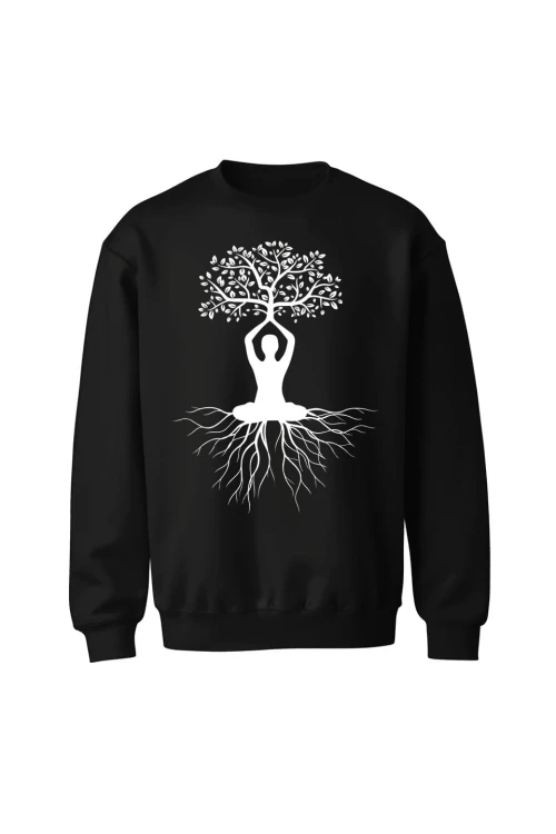 Bluza bez kaptura Joga Drzewo - czarna