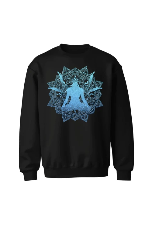 Bluza bez kaptura Medytacja Mandala - czarna