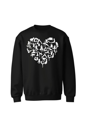 Bluza bez kaptura Joga Serce - czarna