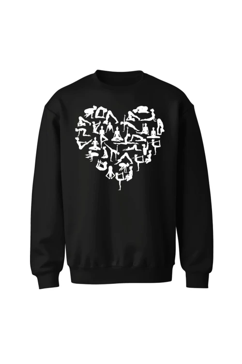 Bluza bez kaptura Joga Serce - czarna
