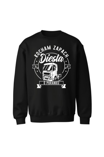 Bluza bez kaptura Kocham zapach diesla o poranku - czarna