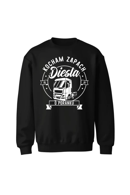 Bluza bez kaptura Kocham zapach diesla o poranku - czarna
