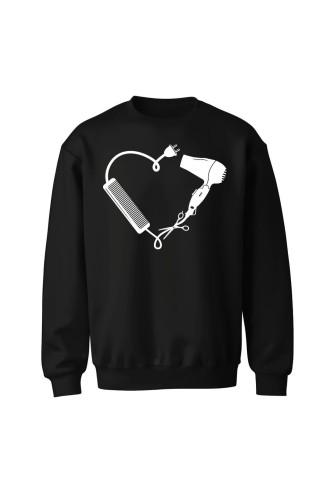 Bluza bez kaptura Serce Fryzjerstwo - czarna