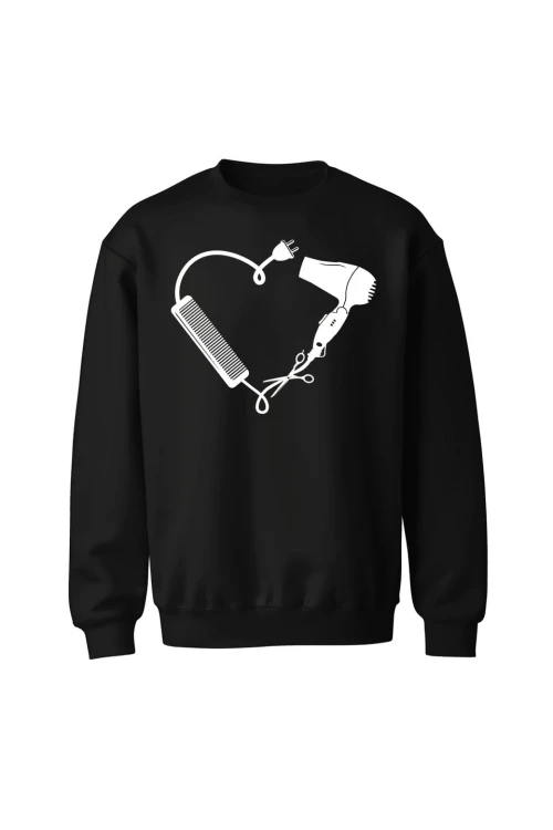 Bluza bez kaptura Serce Fryzjerstwo - czarna
