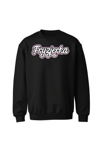 Bluza bez kaptura Fryzjerka napis - czarna