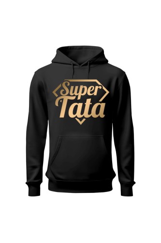 Bluza męska z kapturem Super Tata - czarna