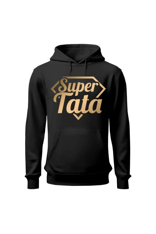 Bluza męska z kapturem Super Tata - czarna