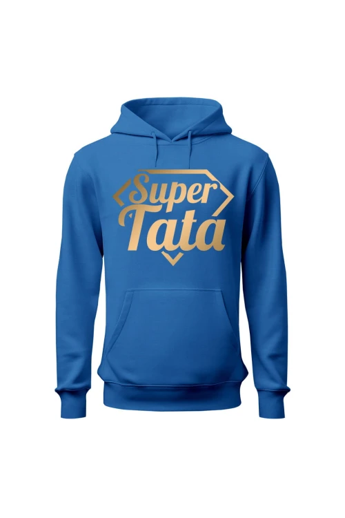Bluza męska z kapturem Super Tata - niebieska