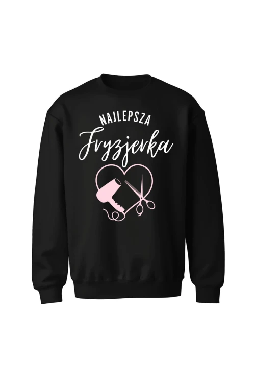 Bluza bez kaptura Najlepsza fryzjerka serce - czarna
