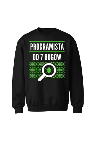 Bluza bez kaptura Programista od siedmiu bugów - czarna