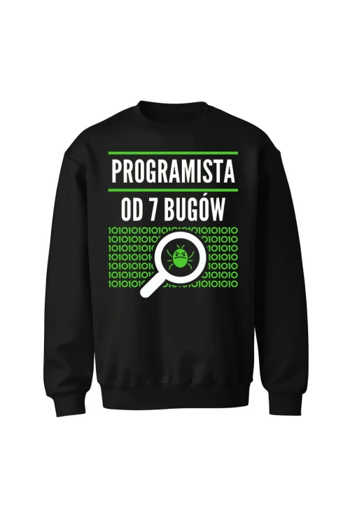 Bluza bez kaptura Programista od siedmiu bugów - czarna