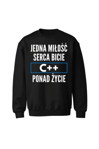Bluza bez kaptura Jedna miłość serca bicie C++ ponad życie - czarna