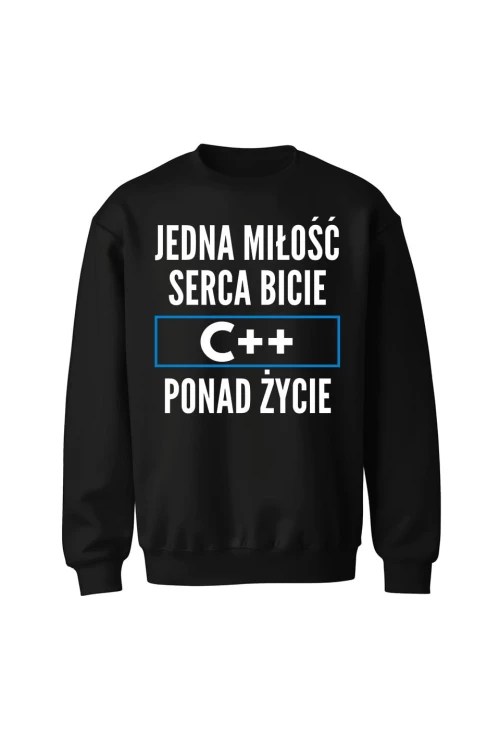 Bluza bez kaptura Jedna miłość serca bicie C++ ponad życie - czarna