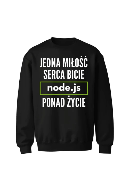 Bluza bez kaptura Jedna miłość serca bicie node.js ponad życie - czarna