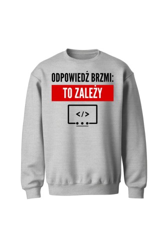 Bluza bez kaptura Odpowiedź brzmi To zależy - szara