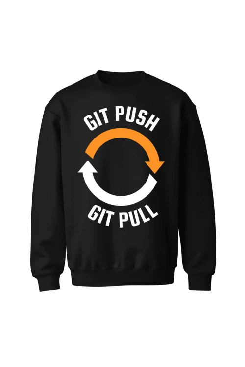 Bluza bez kaptura Git push git pull - czarna