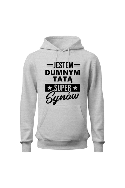 Bluza męska z kapturem Dumny Tata Super Synów - szara