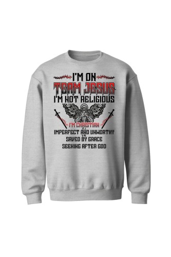 Bluza bez kaptura I'm on team Jesus - szara