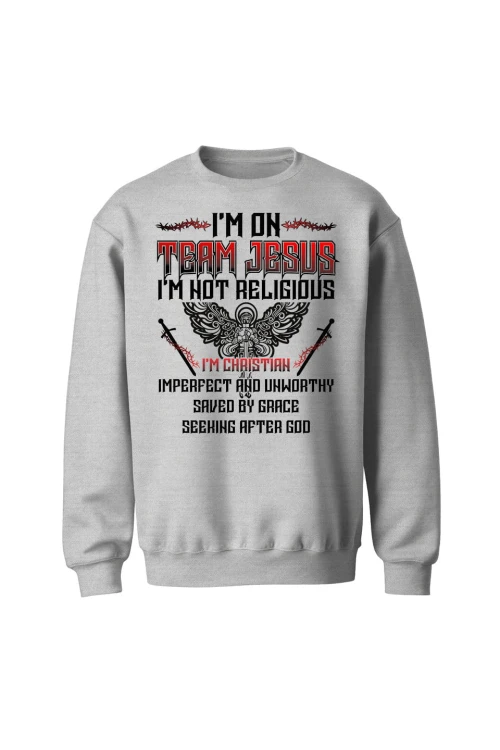 Bluza bez kaptura I'm on team Jesus - szara