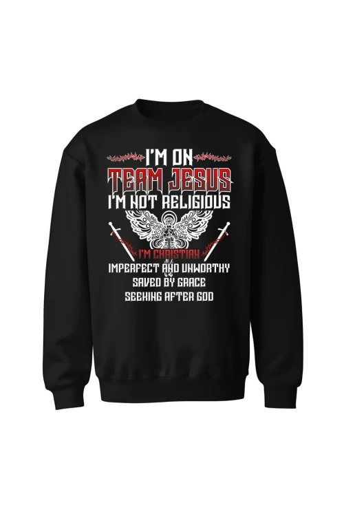 Bluza bez kaptura I'm on team Jesus - czarna