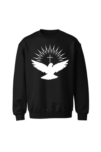 Bluza bez kaptura Gołąb duch święty - czarna