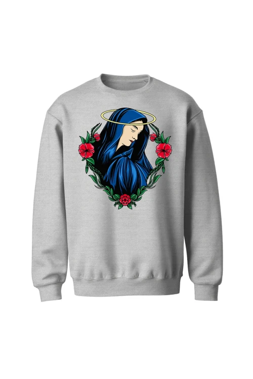 Bluza bez kaptura Wizerunek Maryi - szara