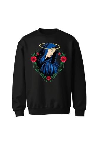 Bluza bez kaptura Wizerunek Maryi - czarna