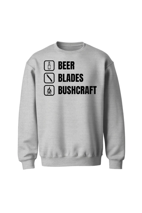 Bluza bez kaptura Beer blades and bushcraft - szara