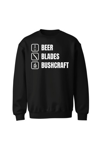 Bluza bez kaptura Beer blades and bushcraft - czarna