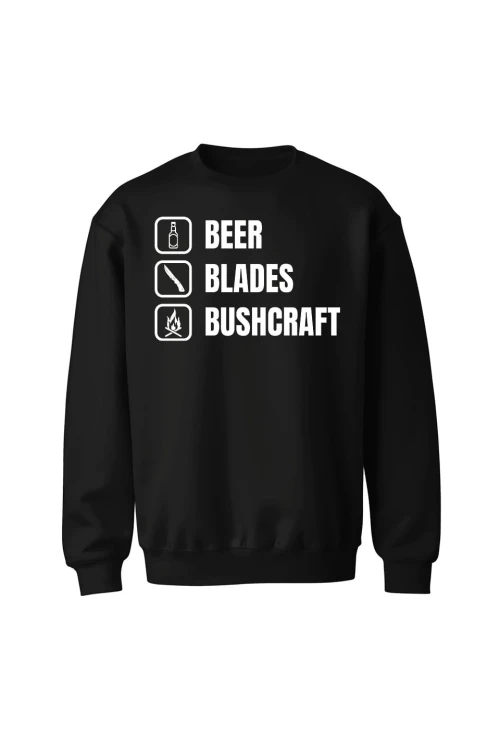 Bluza bez kaptura Beer blades and bushcraft - czarna