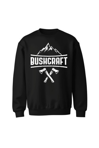 Bluza bez kaptura Bushcraft napis - czarna