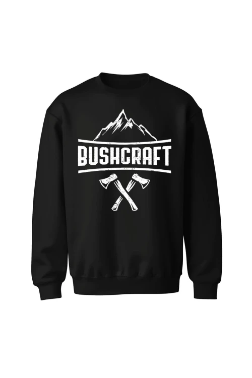 Bluza bez kaptura Bushcraft napis - czarna