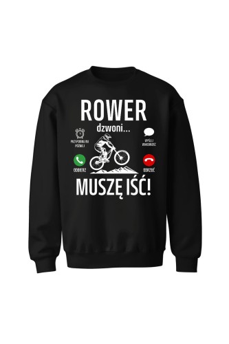 Bluza bez kaptura Rower dzwoni muszę iść Downhill - czarna