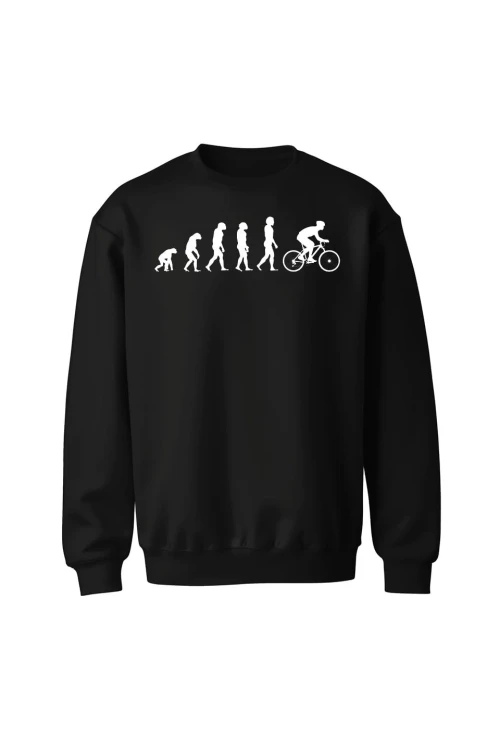 Bluza bez kaptura Ewolucja rowerzysty - czarna