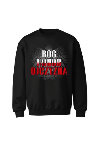 Bluza bez kaptura Bóg Honor Ojczyzna - czarna