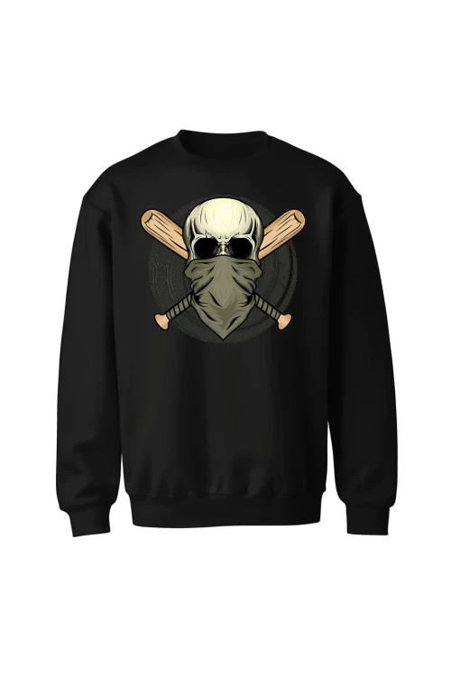 Bluza bez kaptura Czaszka - czarna
