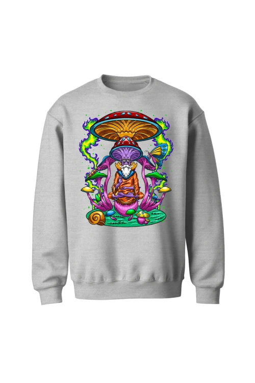 Bluza bez kaptura Psychedelic Mushroom - szara